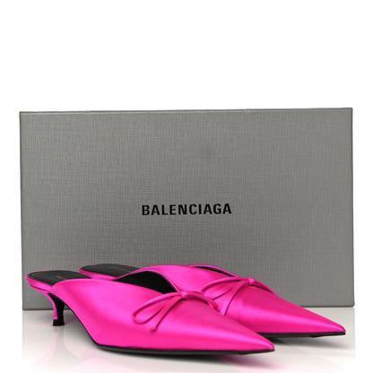 Balenciaga Satin Pointed Toe Knife 40mm Mules 38 Rose Fuchsia 19 of 19