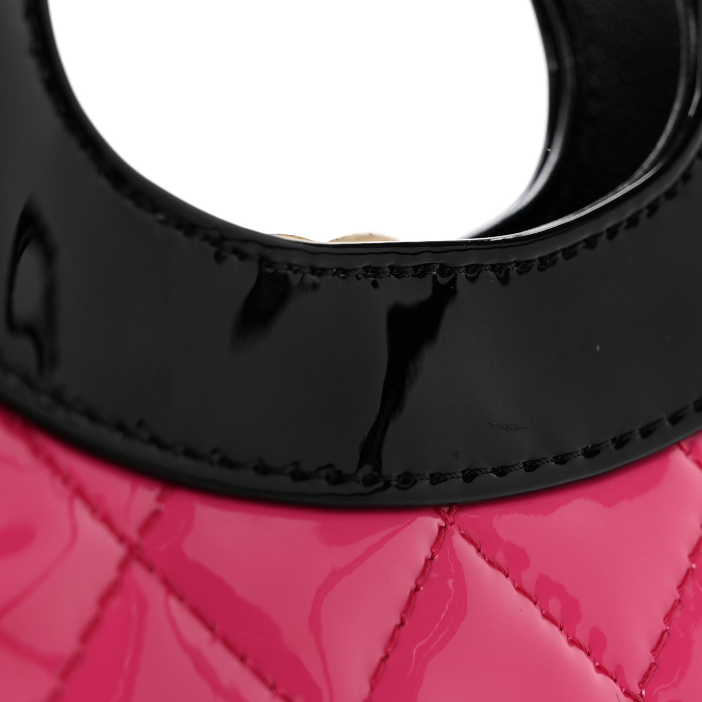 Patent Calfskin Quilted Mini 31 Shopping Bag Pink Black Pink Black