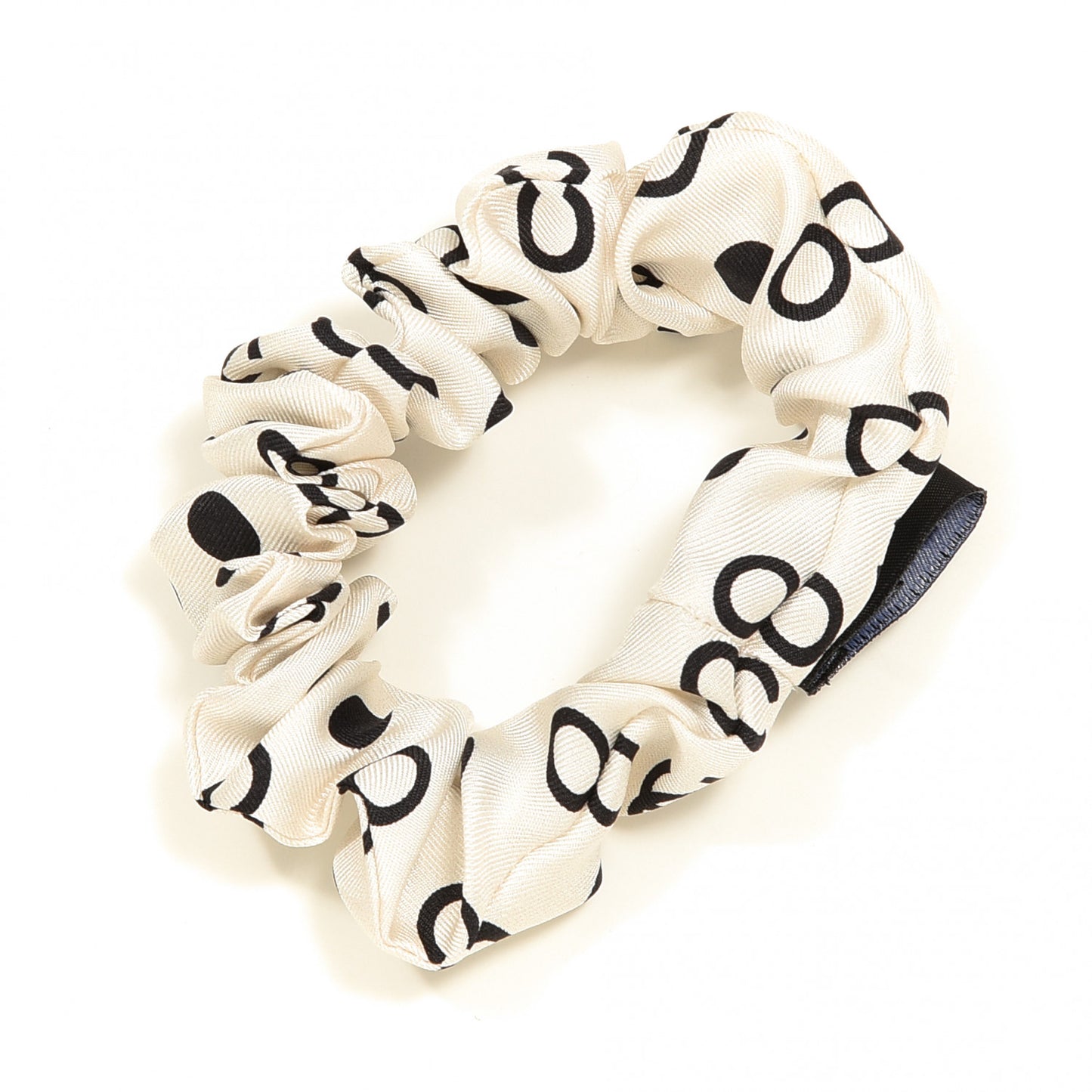 Silk CC Twilly Hair Tie Ivory Black