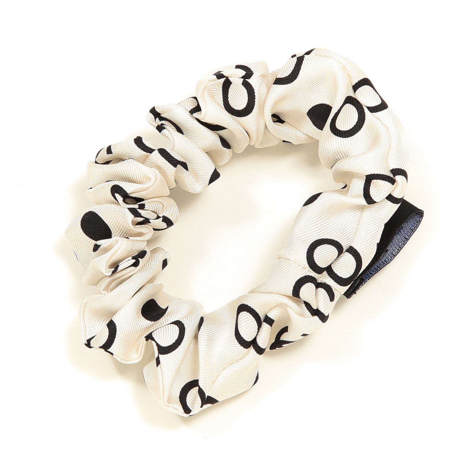 Chanel Silk CC Twilly Hair Tie Ivory Black 3 of 6