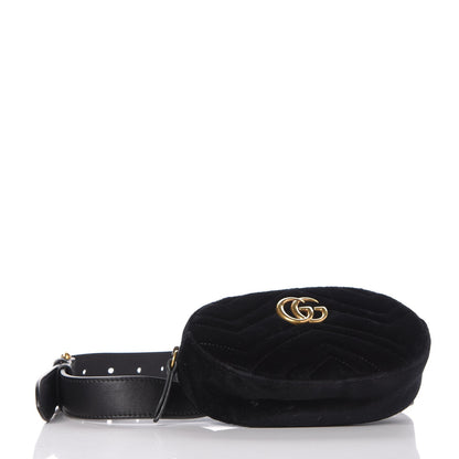 Gucci Velvet Matelasse GG Marmont Belt Bag 75 30 Black 4 of 7