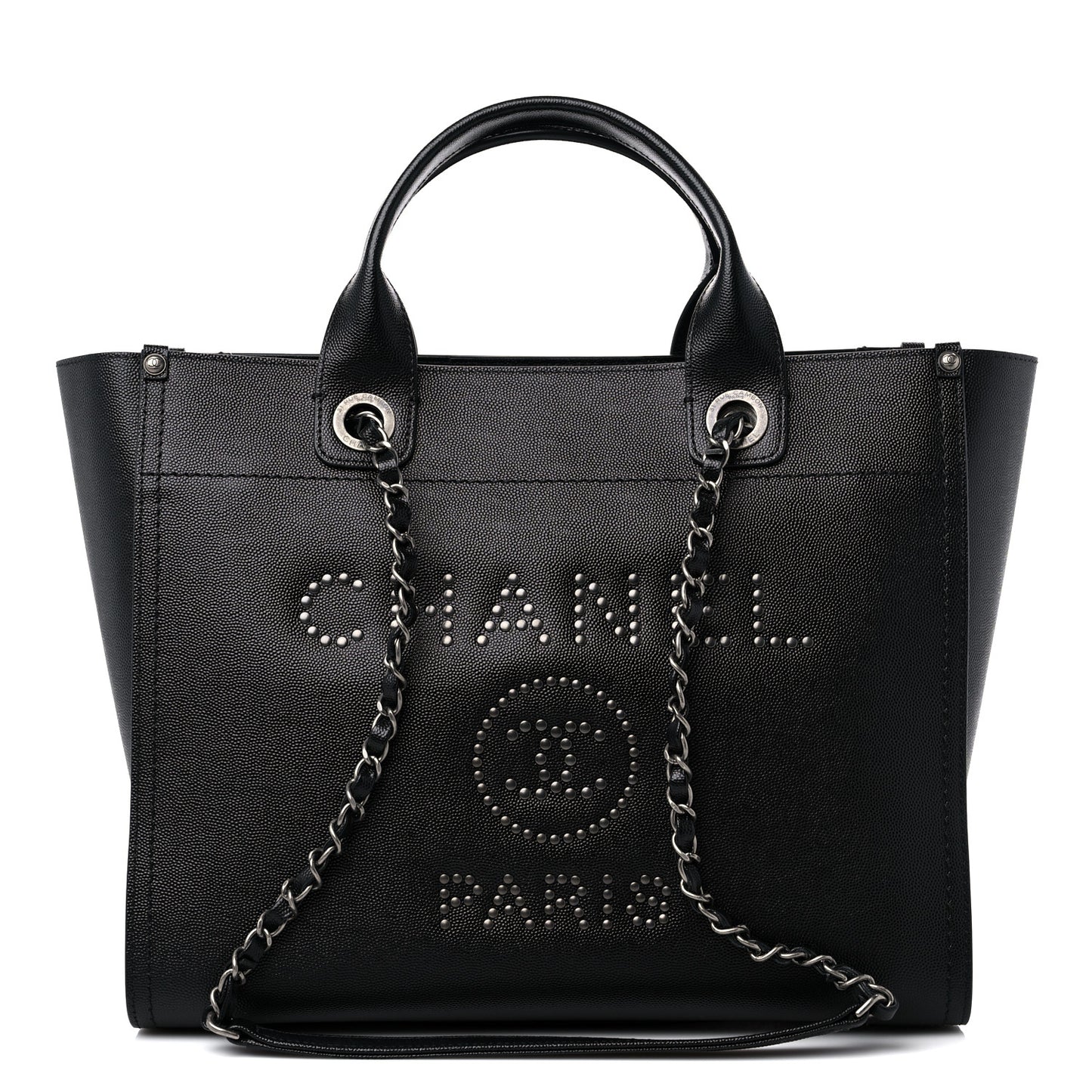 Caviar Small Studded Deauville Tote Black
