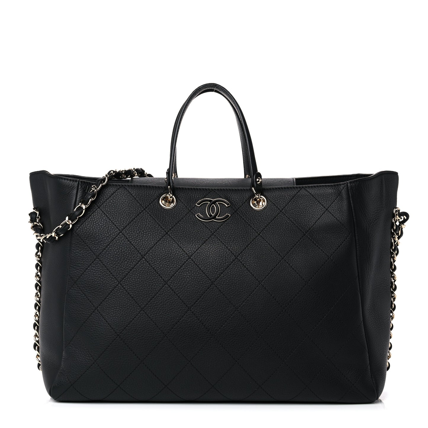 Bullskin Stitched Large Shopping Bag Black
