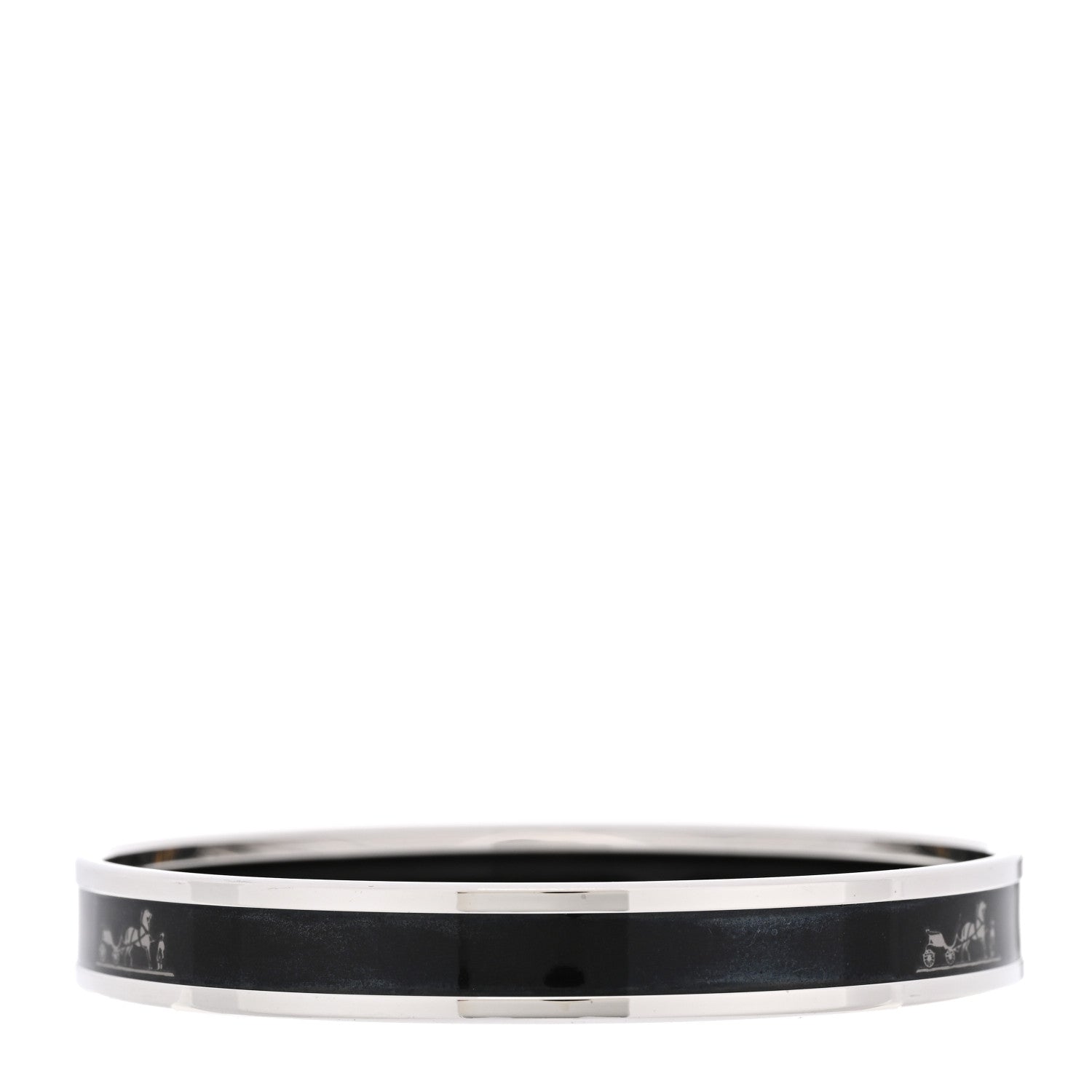 Hermes Enamel Printed Narrow Caleche Bracelet 70 Black 3 of 6