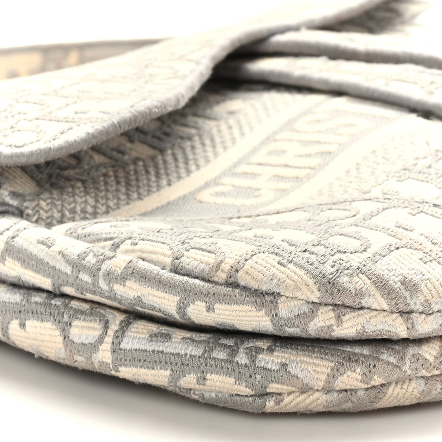 Oblique Embroidered Saddle Bag Gray