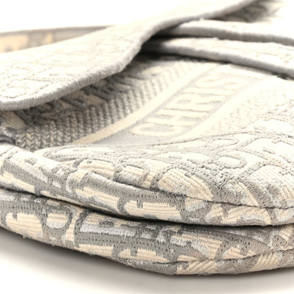 Christian Dior Oblique Embroidered Saddle Bag Gray 8 of 10