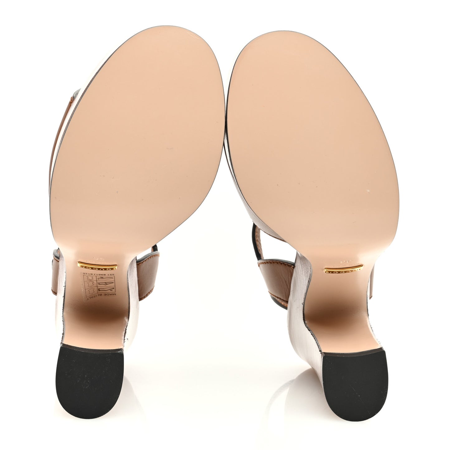 Cosmos Softy Calfskin Wooden Interlocking G Cut-Out 30/120mm Platform Sandals 36 Cuir