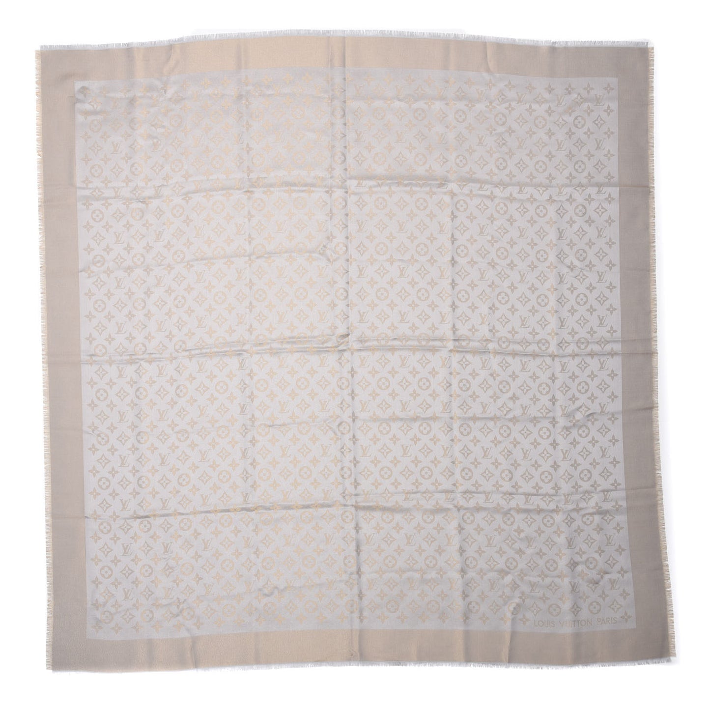Silk Lurex Wool Monogram Shine Shawl Greige