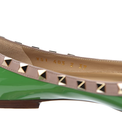 Valentino Garavani Patent Rockstud Ballerina Flats 38.5 Green Poudre 7 of 10