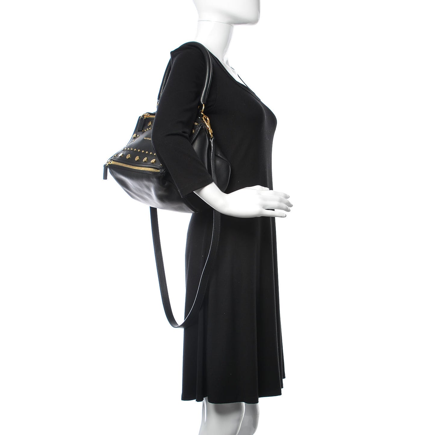 Calfskin Studded Small Pandora Black