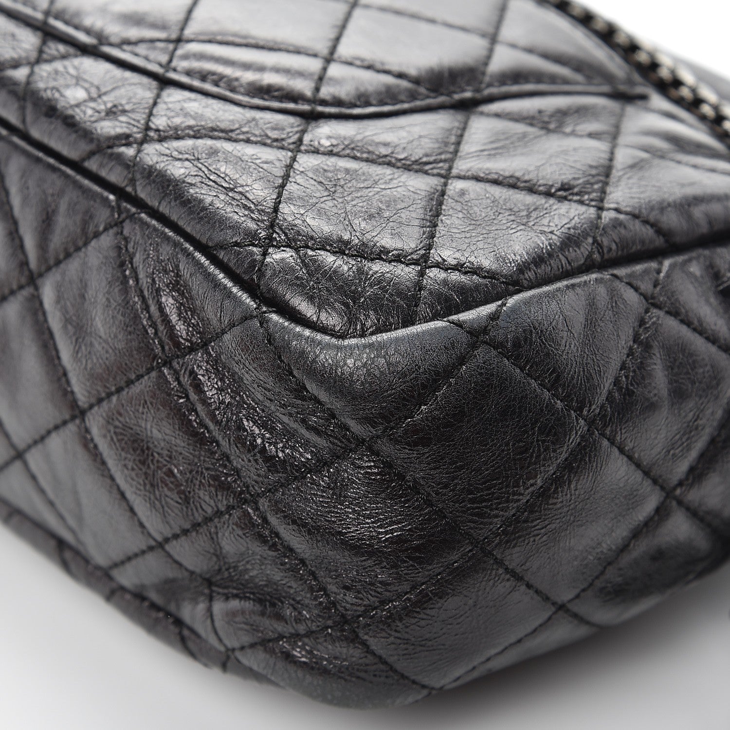 Chanel Metallic Aged Calfskin Quilted Medium Reissue Camera Case Black 11 of 12