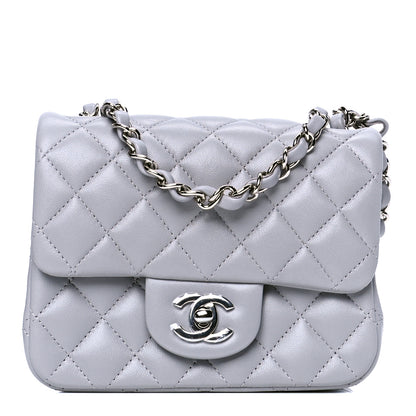 Chanel Lambskin Quilted Mini Square Flap Light Grey 1 of 4