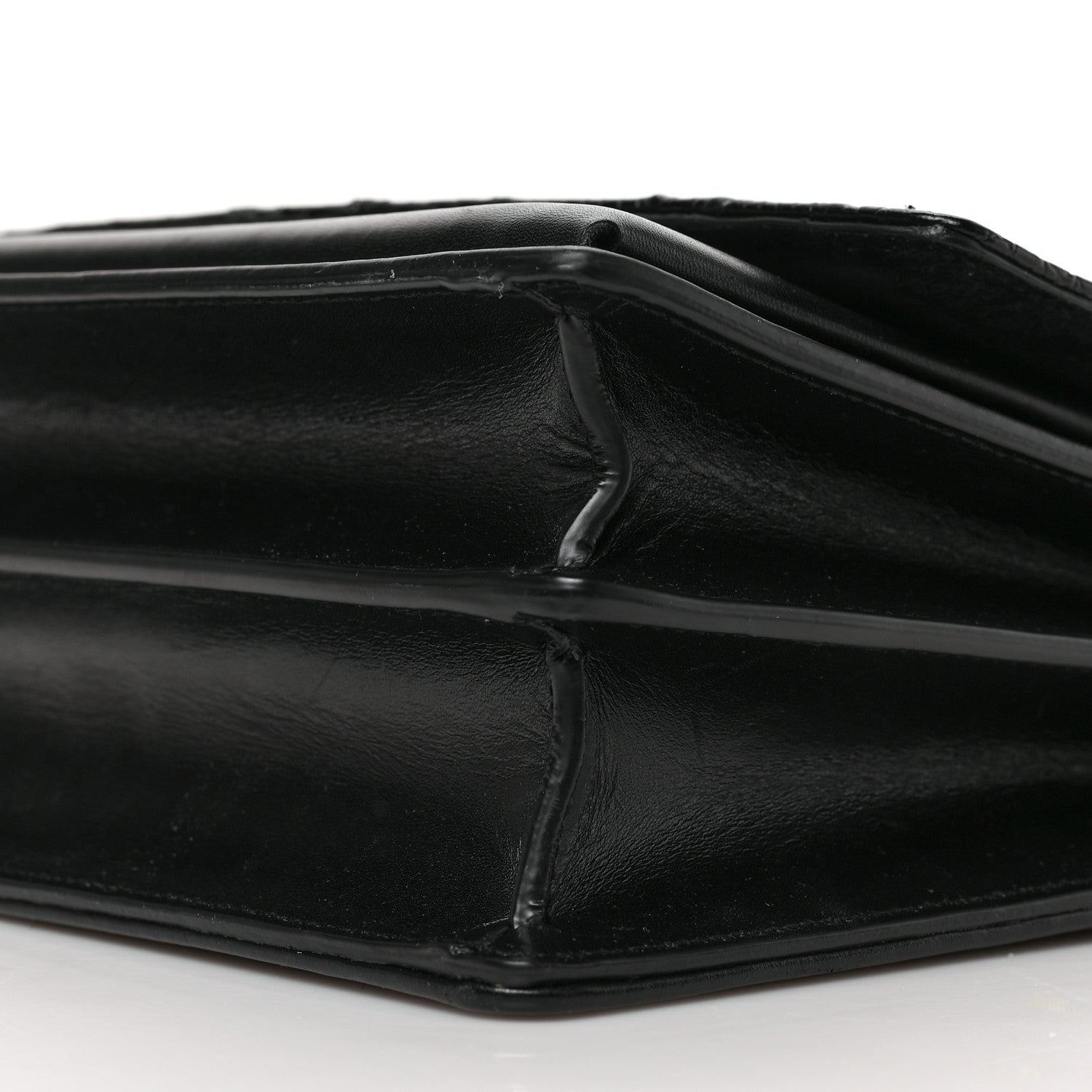 Saint Laurent Calfskin Mixed Quilted Crocodile Embossed Medium Monogram Sunset Black 8 of 8