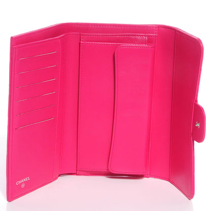 Chanel Lambskin Quilted Large Flap Wallet Dark Pink 6 of 8
