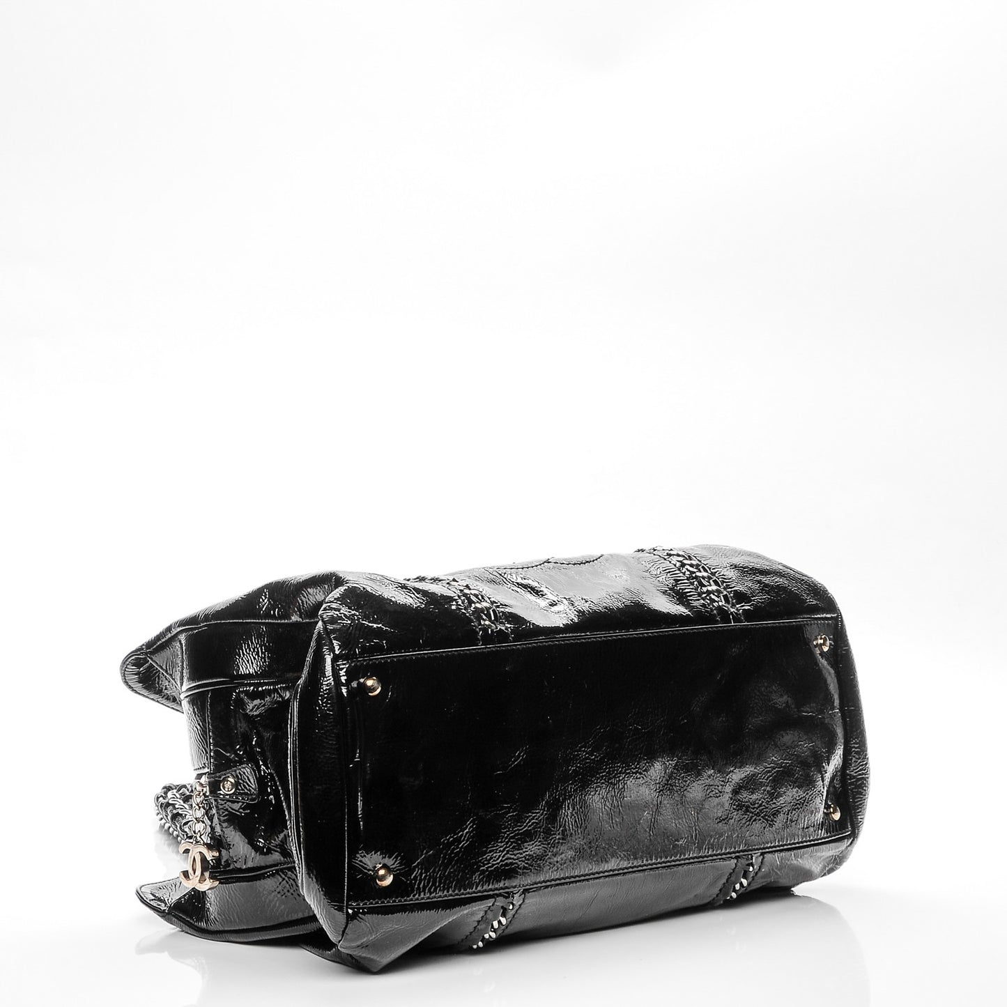 Patent Calfskin Large Luxe Ligne Tote Black
