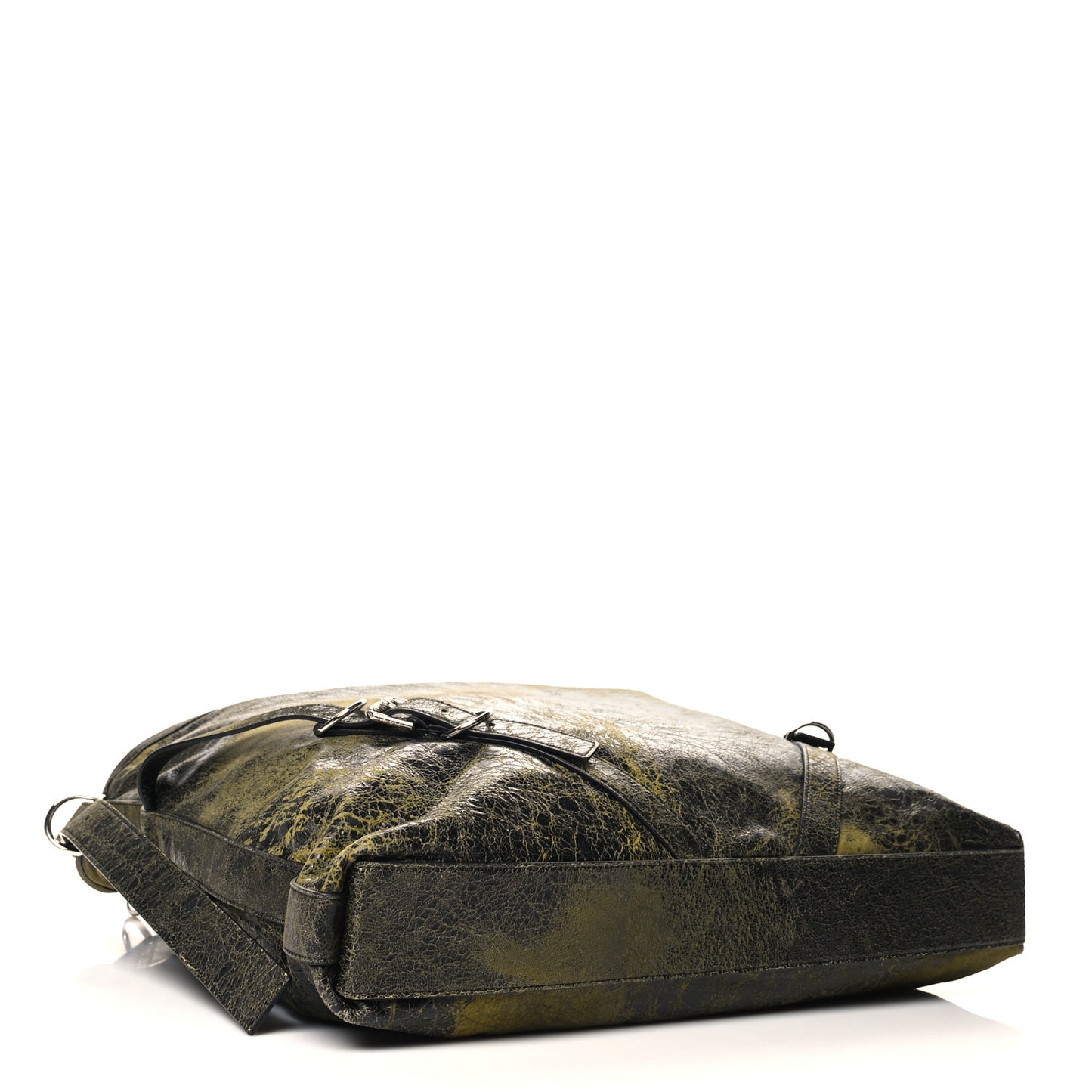 Lambskin Crackled Vintage Large Voyou Bag Black Yellow