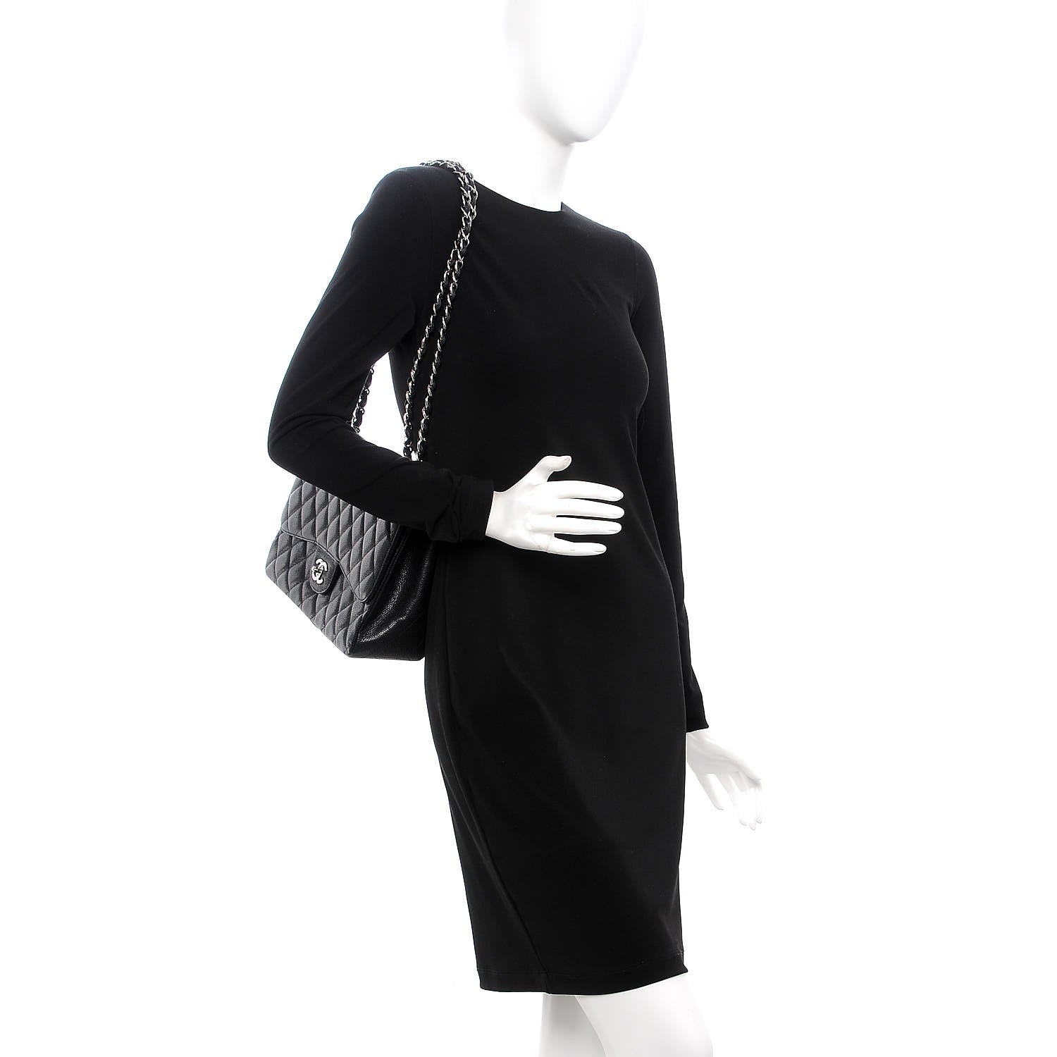 Chanel Caviar Quilted Jumbo Single Flap Black 3 of 15