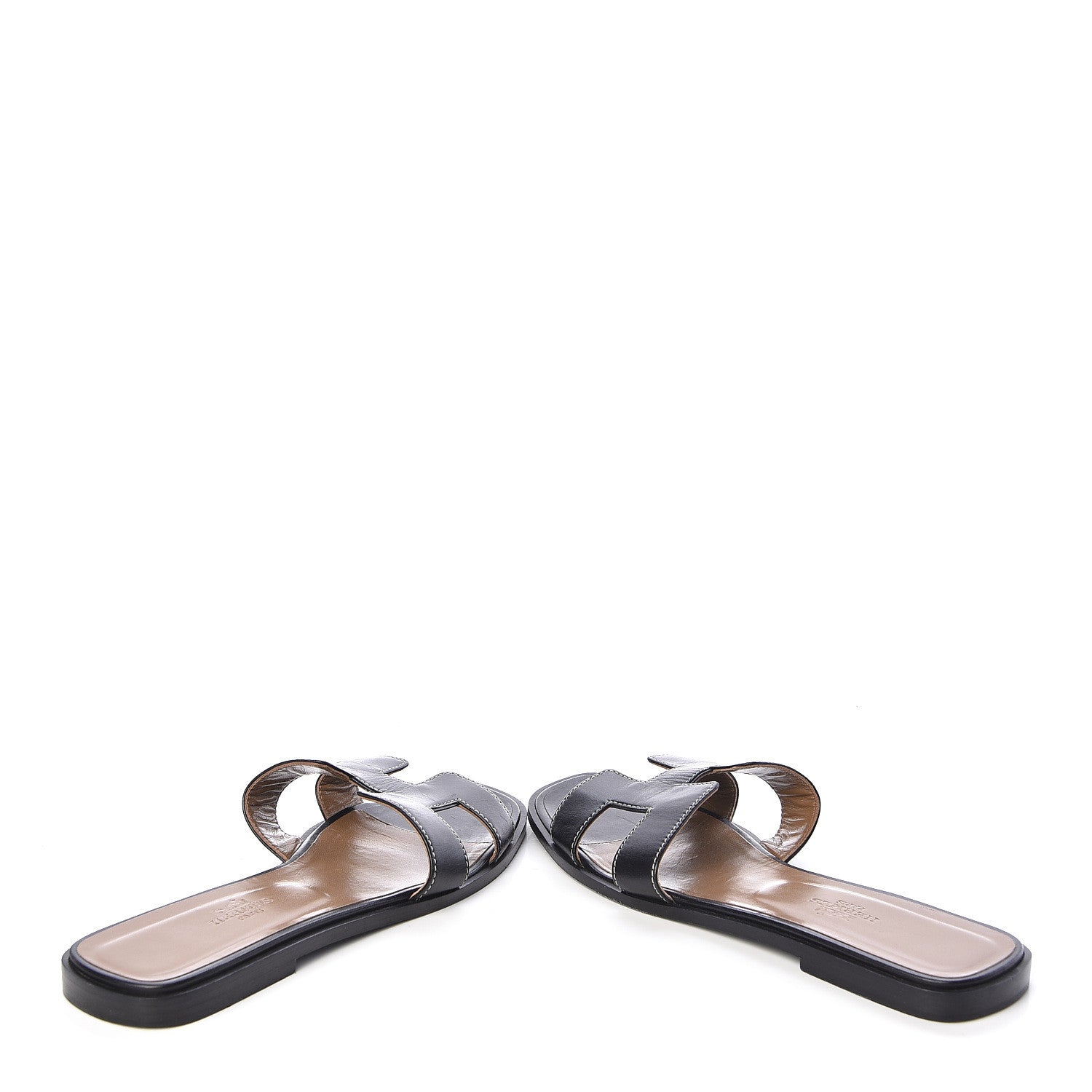 Hermes Box Calfskin Oran Sandals 39 Black 6 of 9