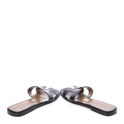 Hermes Box Calfskin Oran Sandals 39 Black 6 of 9