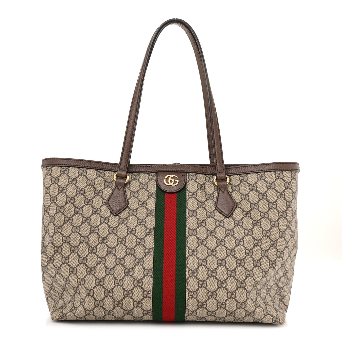 GG Supreme Monogram Medium Ophidia Shopping Tote Brown