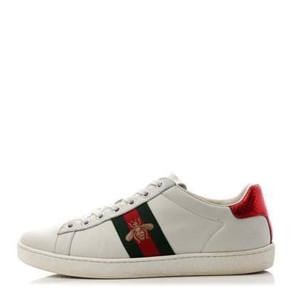 Gucci Calfskin Ayers Bee Embroidered Womens Ace Sneakers 38 White Green 1 of 8