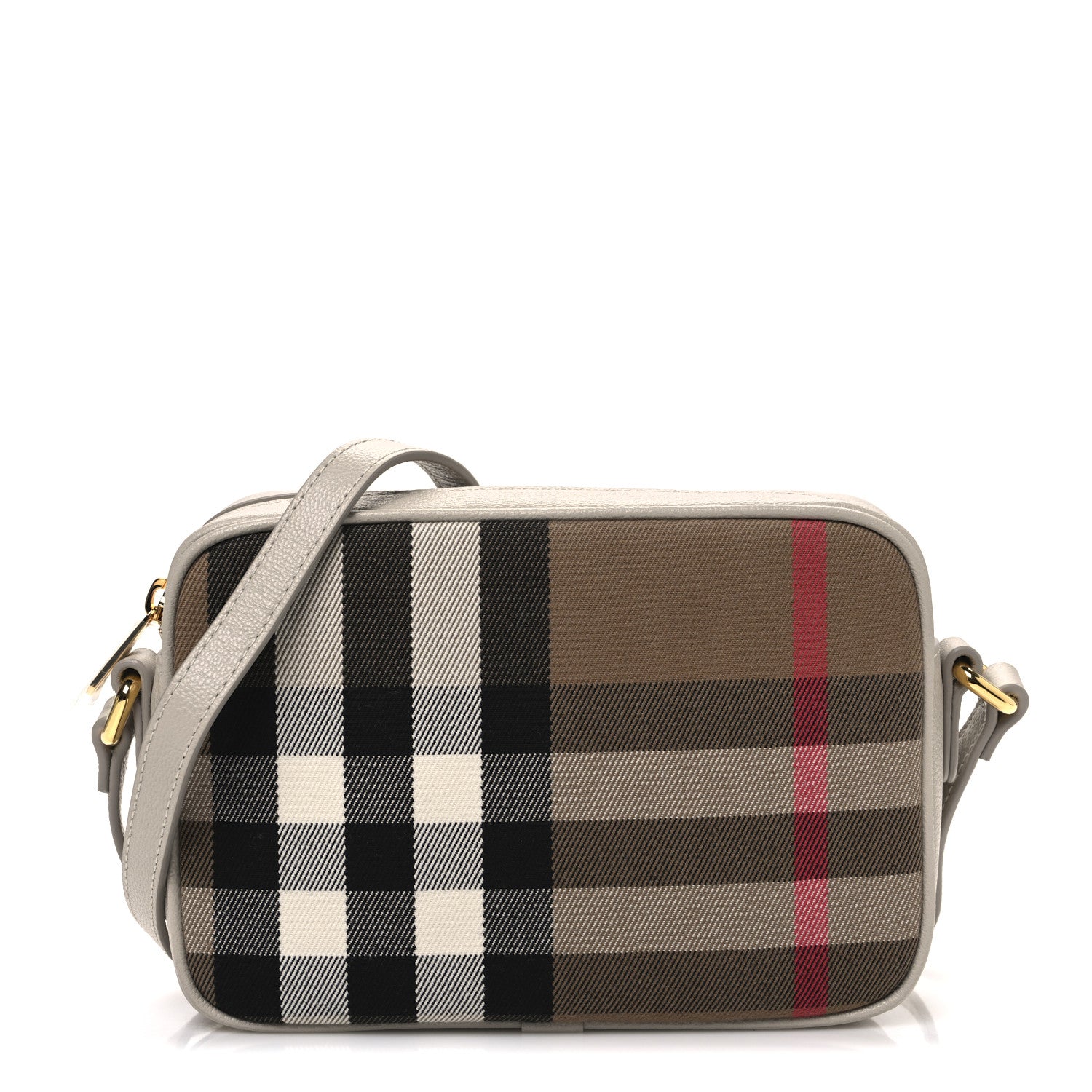 Burberry Calfskin House Check Small Camera Bag Limestone 1 of 11