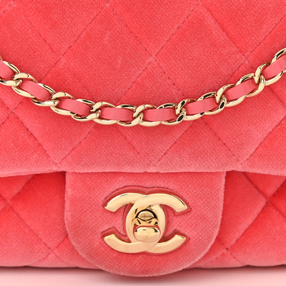 Chanel Velvet Quilted Mini Rectangular Pearl Crush Flap Coral 8 of 12
