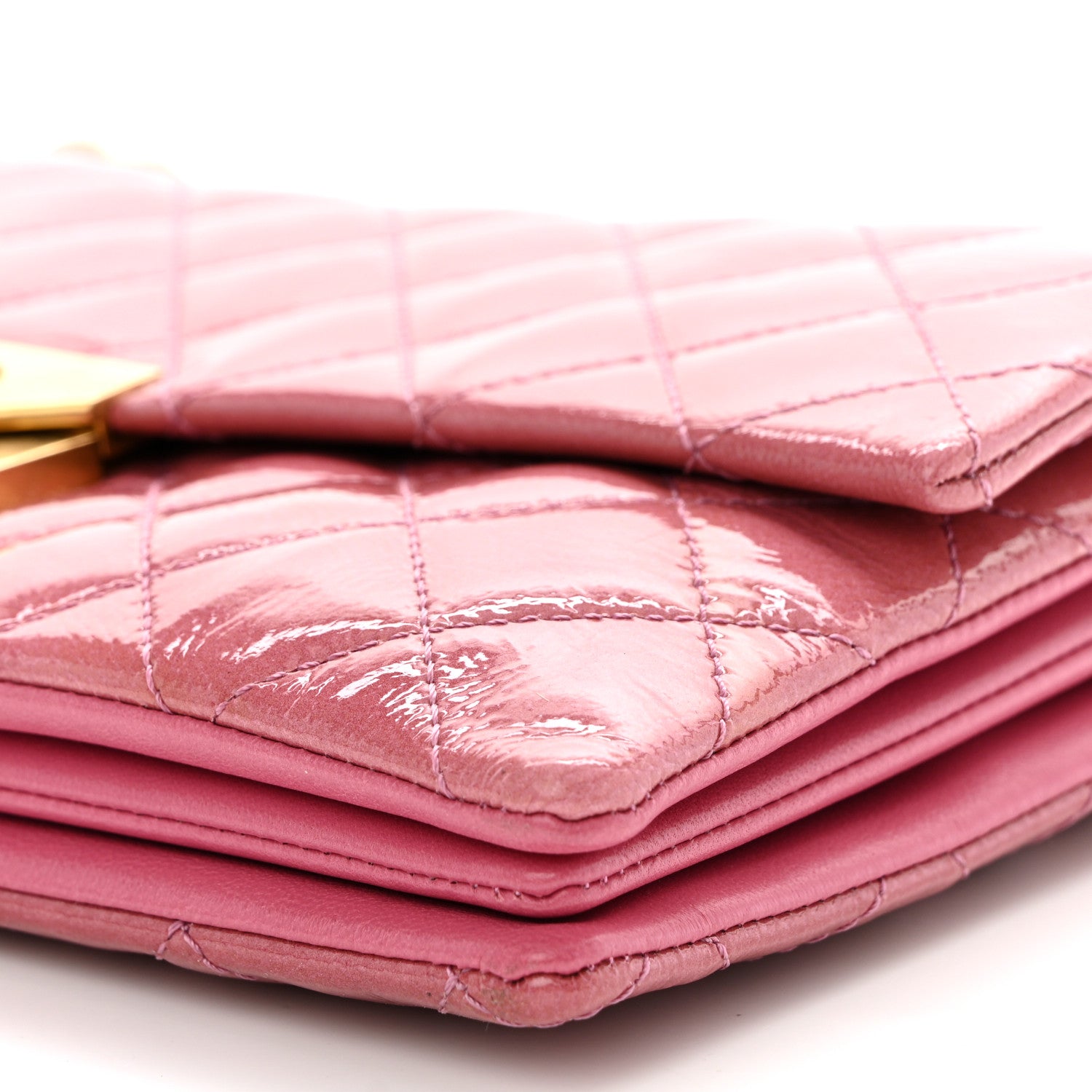 Chanel Patent Goatskin Quilted Small 3 Pocket Accordion Flap Pink 10 of 11