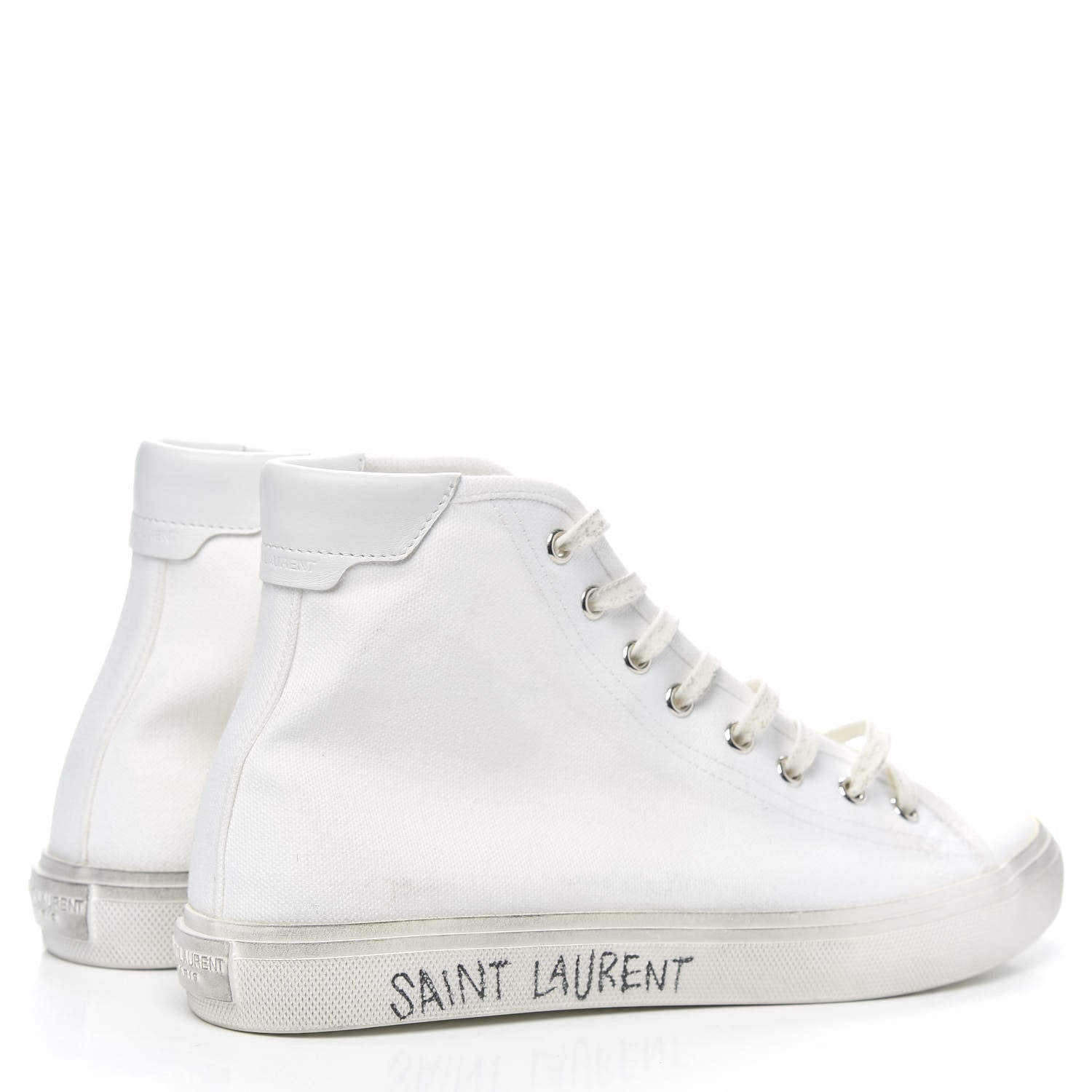 Saint Laurent Canvas Womens Malibu High Top Sneakers Optic 39.5 White 4 of 8