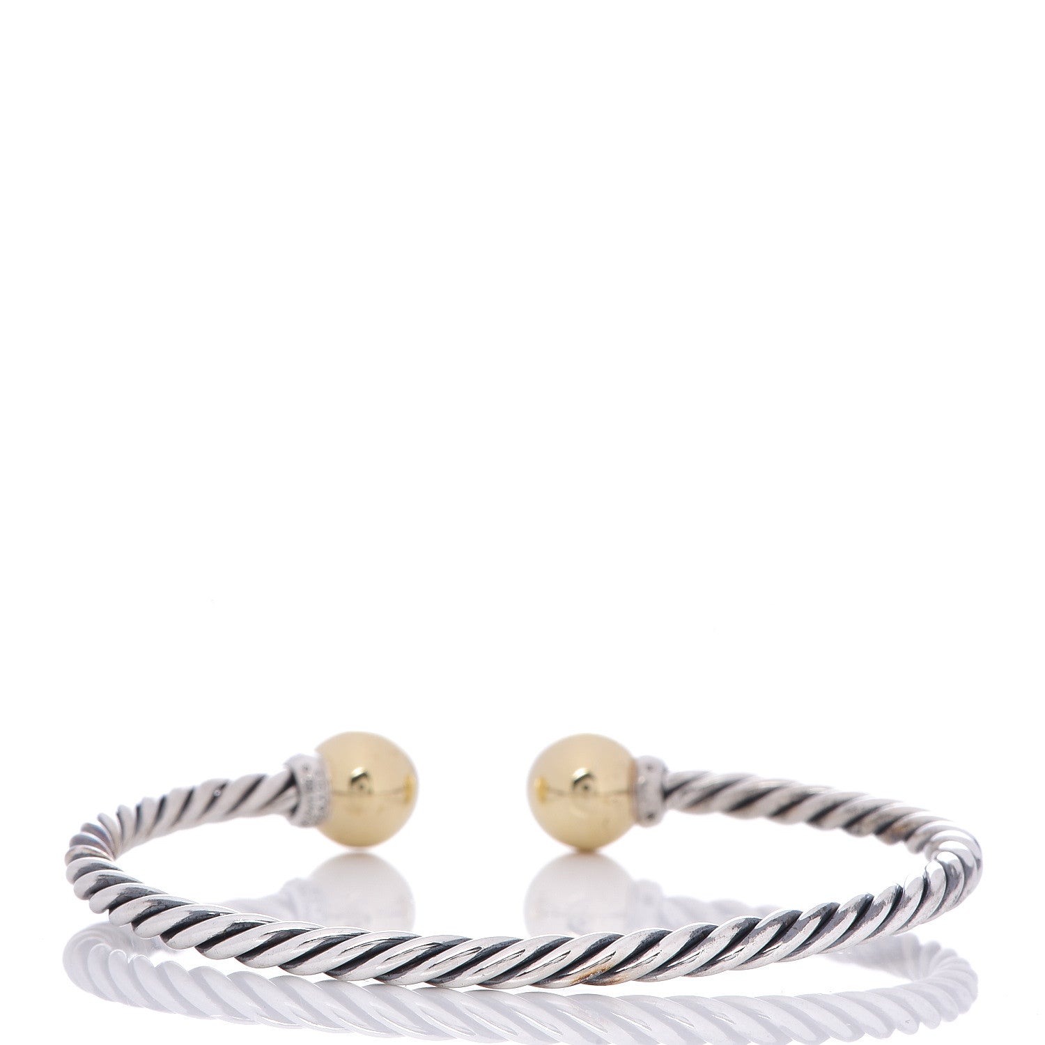 David Yurman Sterling Silver 18K Yellow Gold Diamond 9mm Solari Bead Bracelet 3 of 4