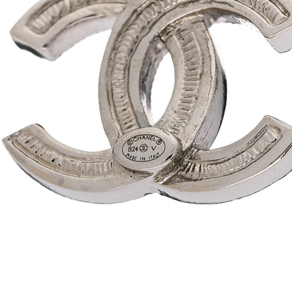 Chanel Crystal CC Bow Dangle Earrings Silver 4 of 5