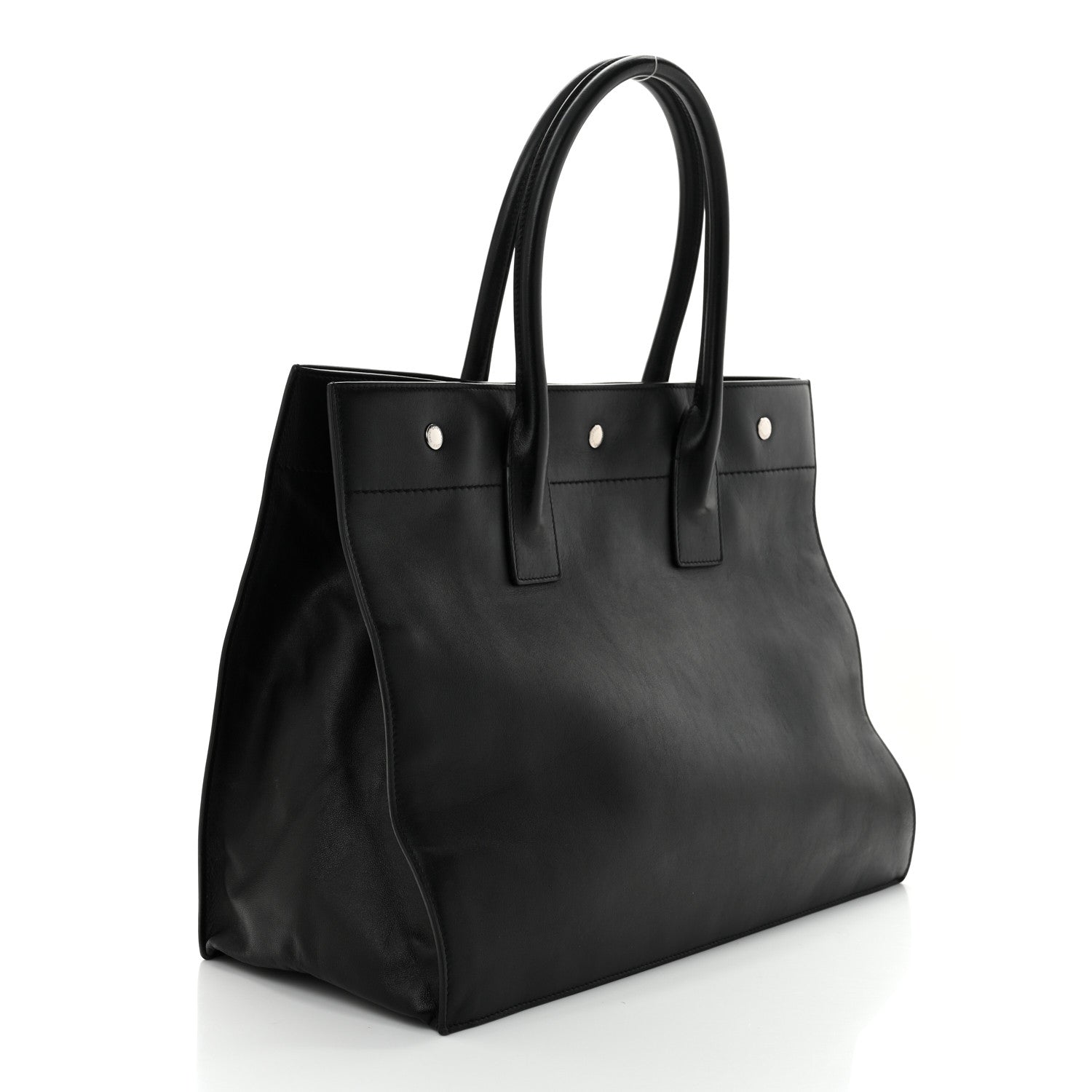 Saint Laurent Smooth Calfskin Rive Gauche Small Tote Black 3 of 10