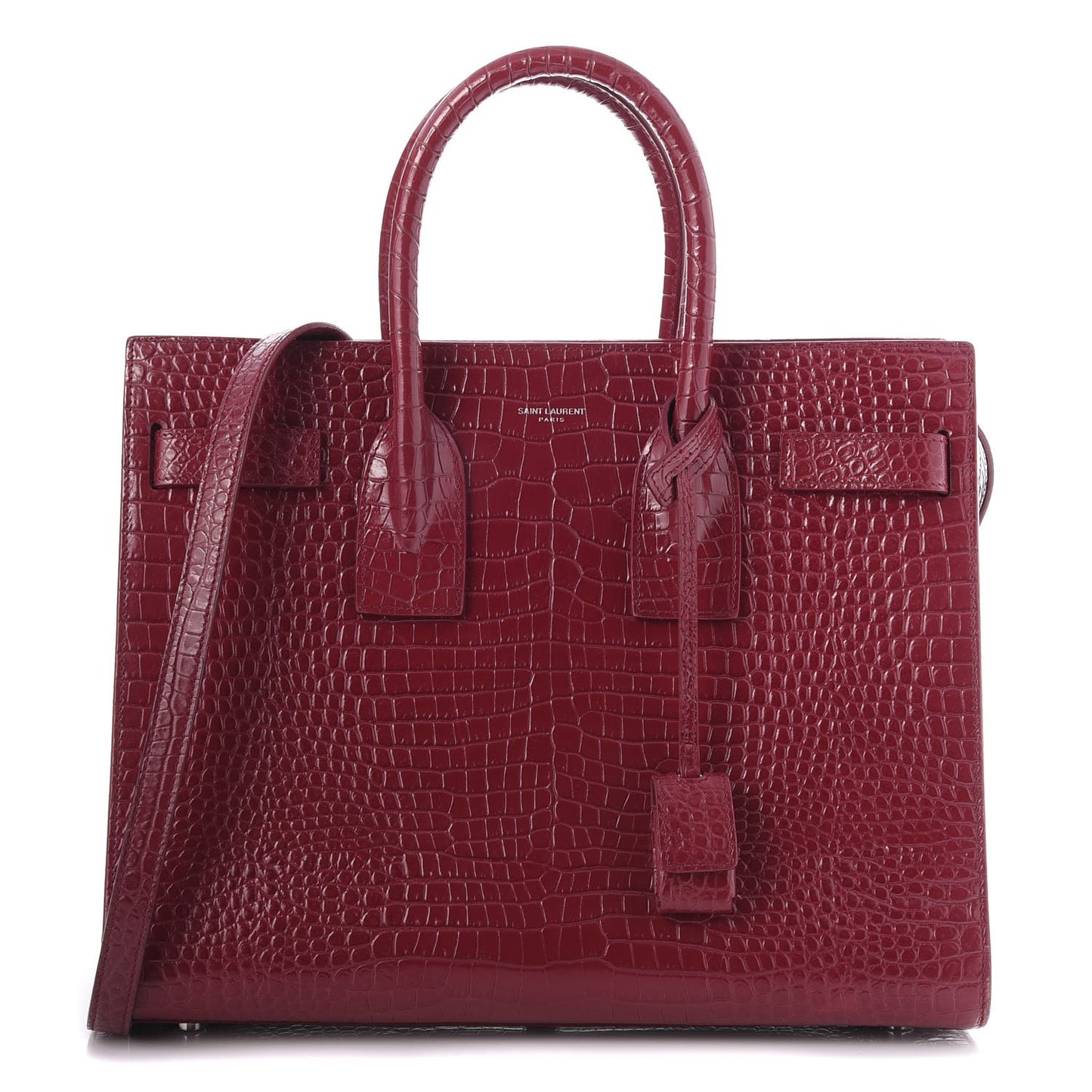 Calfskin Crocodile Embossed Small Sac De Jour Rouge