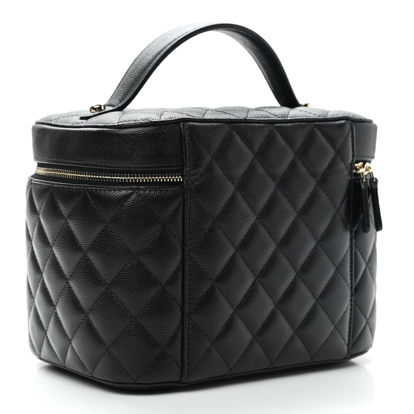 Caviar Quilted Large Vanity Pouch Black