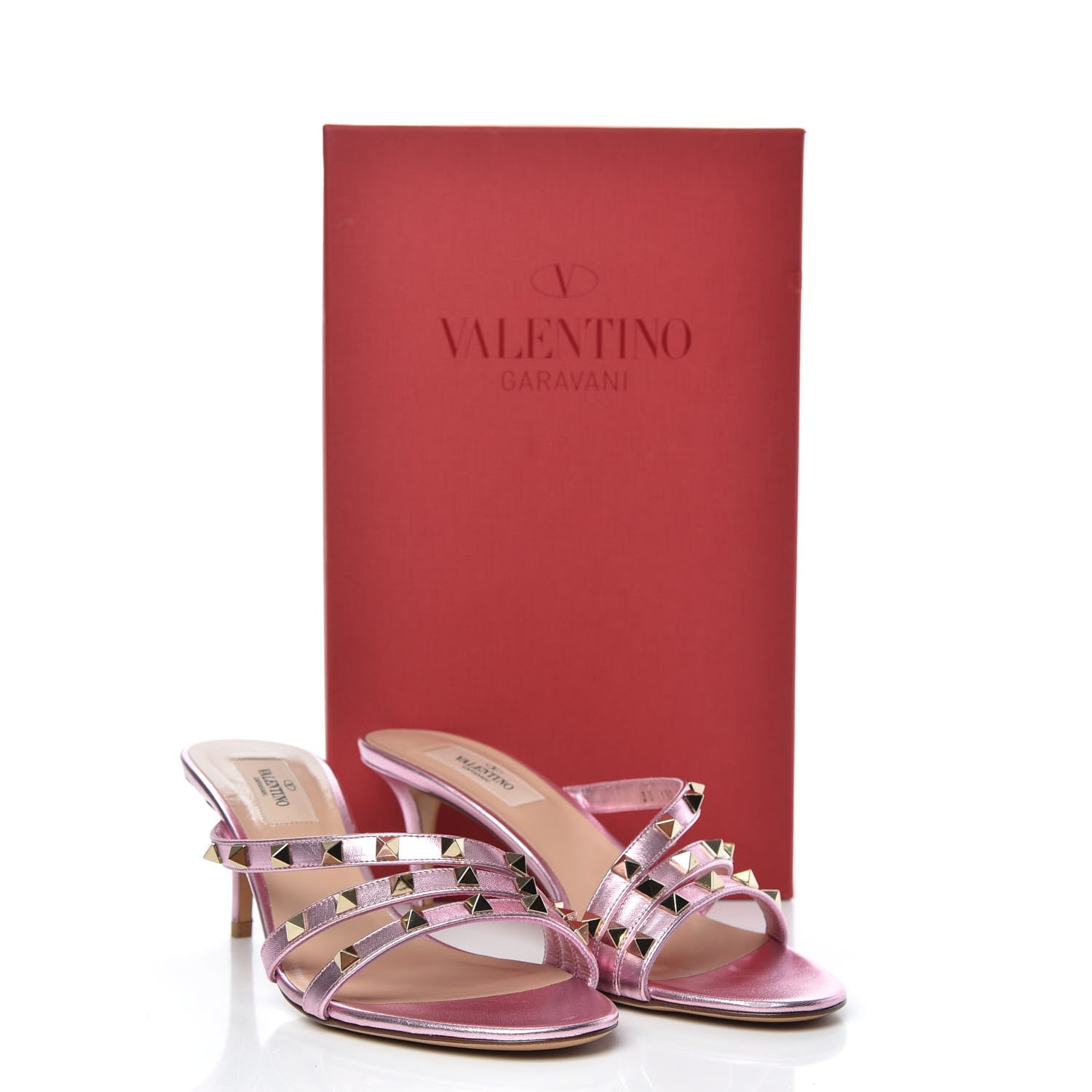 Valentino Garavani Metallic Nappa Rockstud 60mm Slide Sandals 39 Giacinto 9 of 10