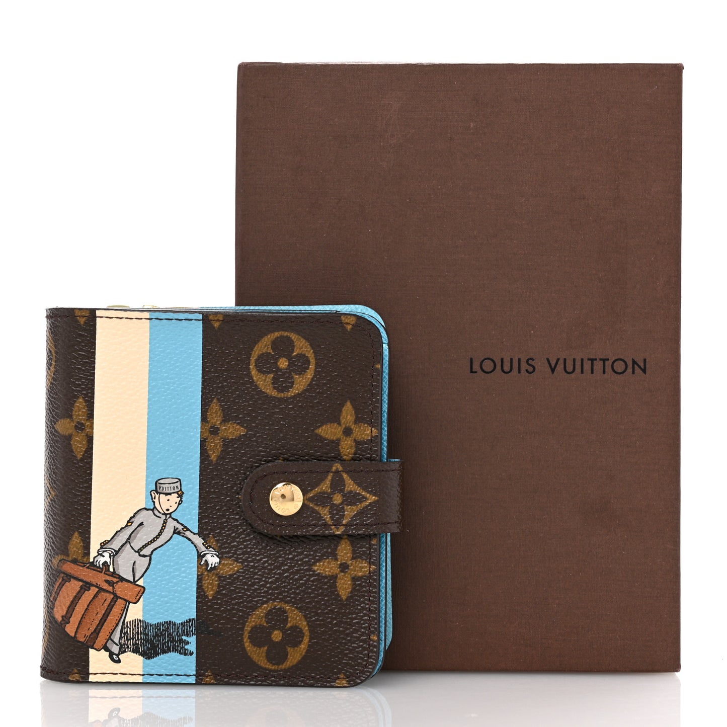 Monogram Groom Compact Zip Wallet Blue