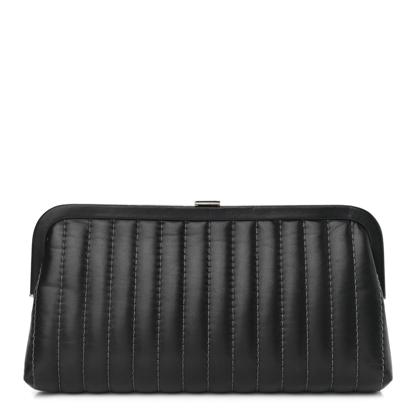 Lambskin Vertical Quilted Mademoiselle Clutch Black