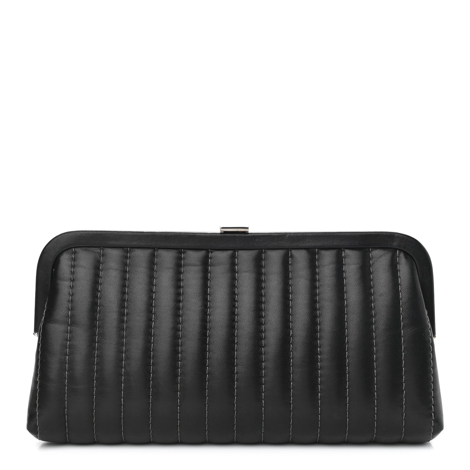 Chanel Lambskin Vertical Quilted Mademoiselle Clutch Black 1 of 8