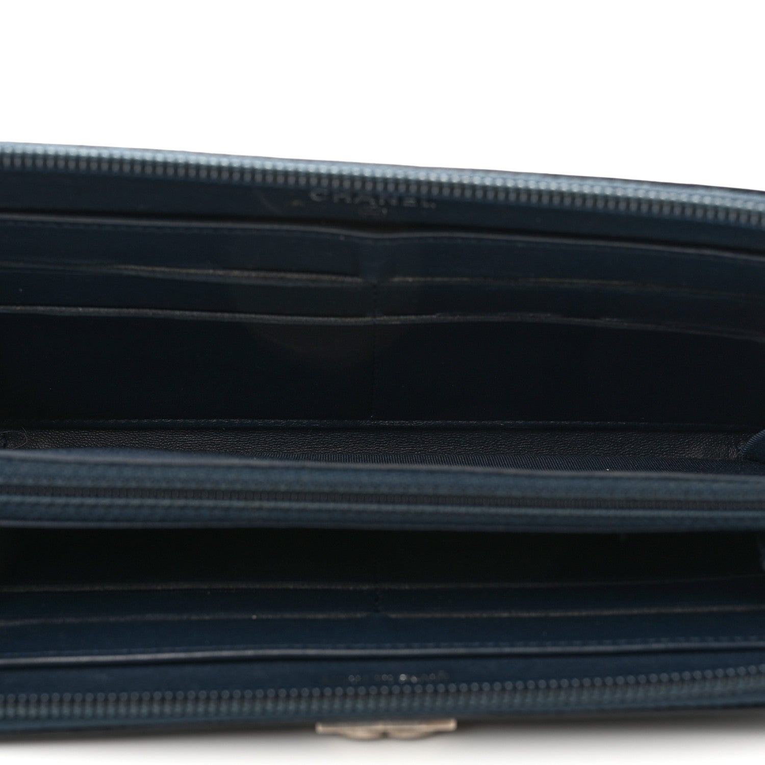 Chanel Lambskin Quilted Boy Zip Around Wallet Navy 5 of 9