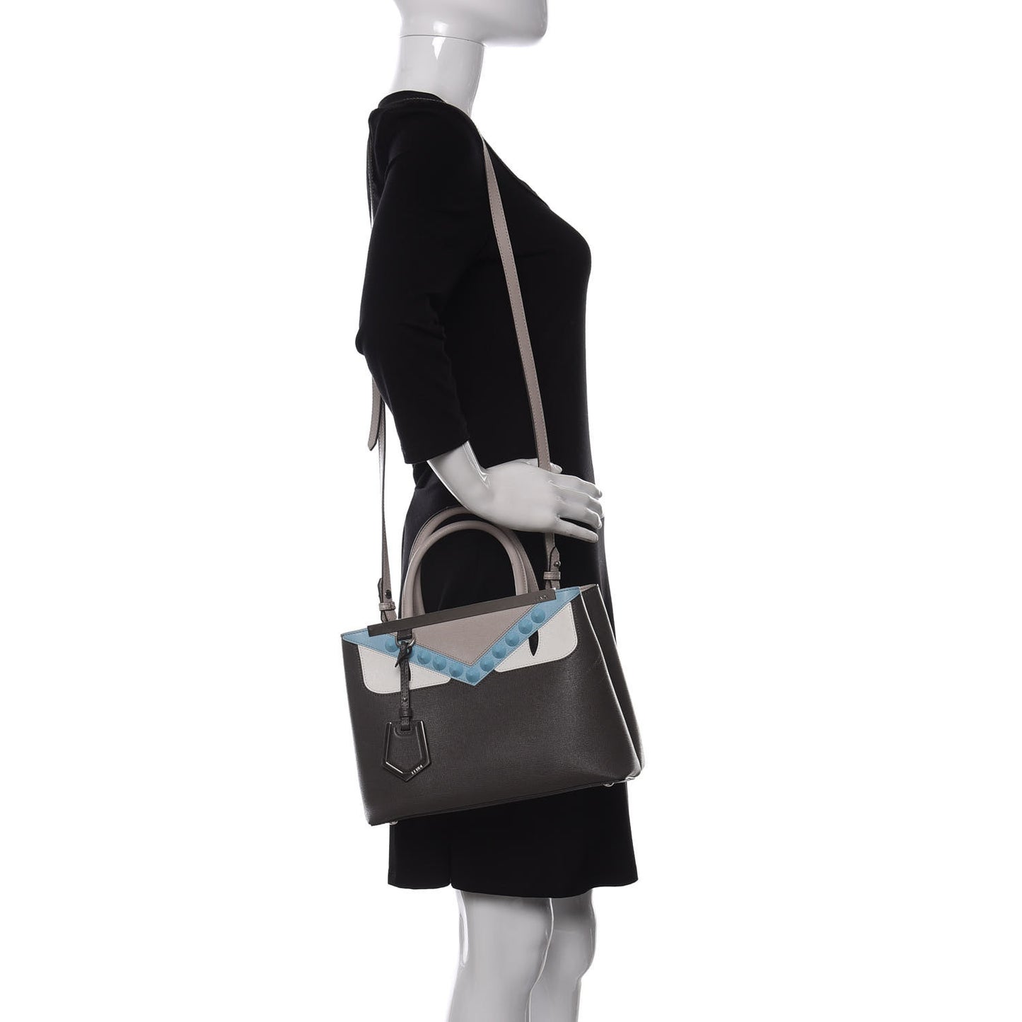 Vitello Elite Monster Eyes Studded Petite 2Jours Tote Carbone White Multicolor
