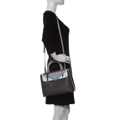 Fendi Vitello Elite Monster Eyes Studded Petite 2Jours Tote Carbone White Multicolor 2 of 11