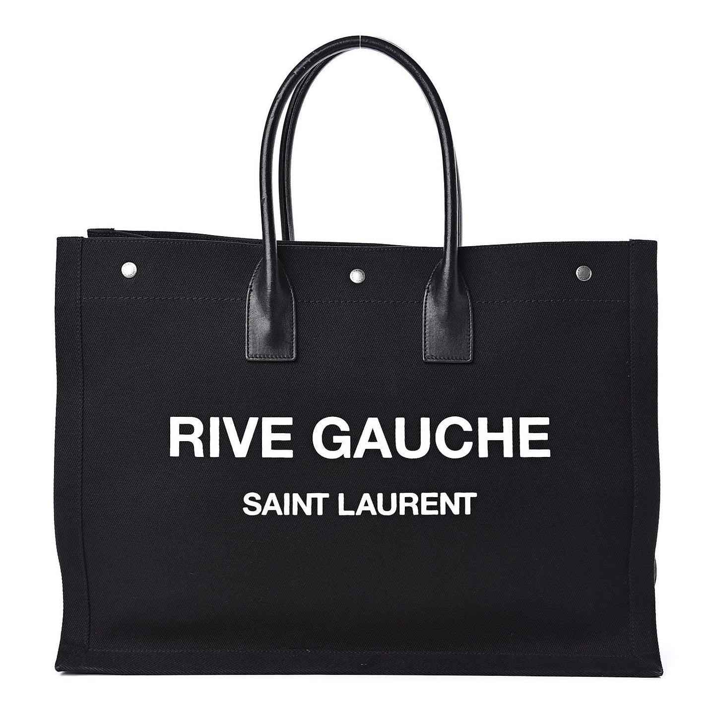 Linen Calfskin Rive Gauche Tote Black