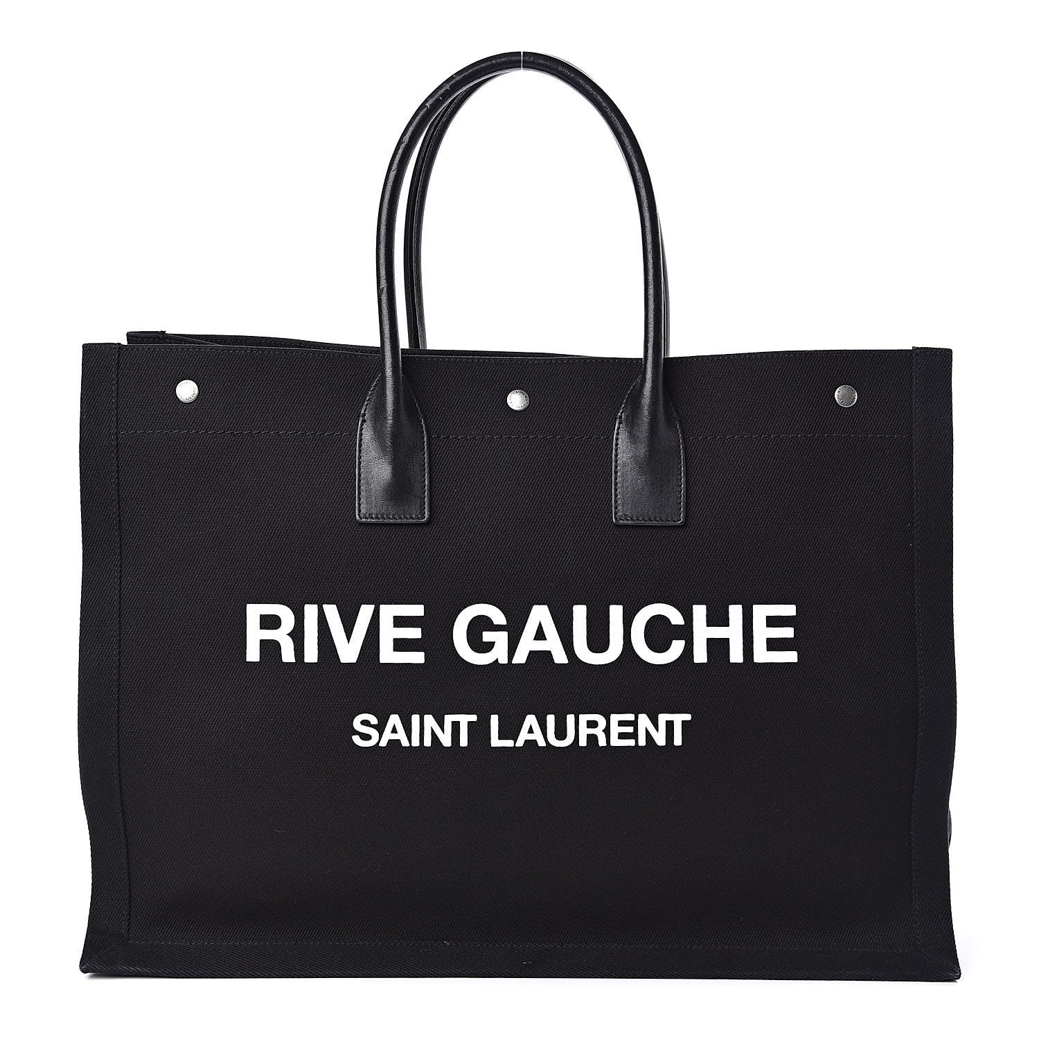 Saint Laurent Linen Calfskin Rive Gauche Tote Black 1 of 10