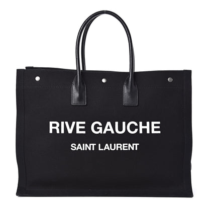 Saint Laurent Linen Calfskin Rive Gauche Tote Black 1 of 10