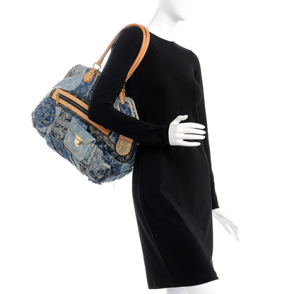 Louis Vuitton Denim Patchwork Bowly Blue 2 of 12