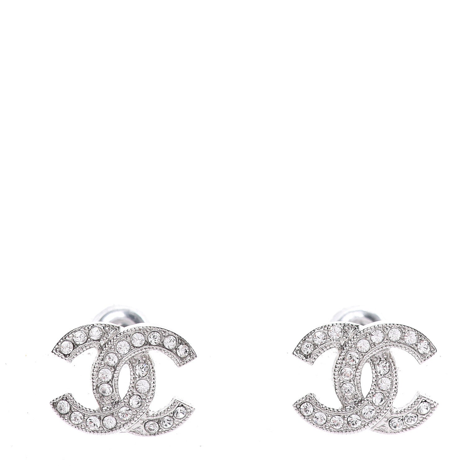 Chanel Crystal Mini Timeless CC Earrings Silver 1 of 5