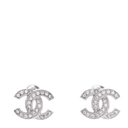 Chanel Crystal Mini Timeless CC Earrings Silver 1 of 5