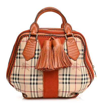 Burberry Haymarket Check Suede Prorsum Tassel Bowling Bag Tangerine 1 of 12