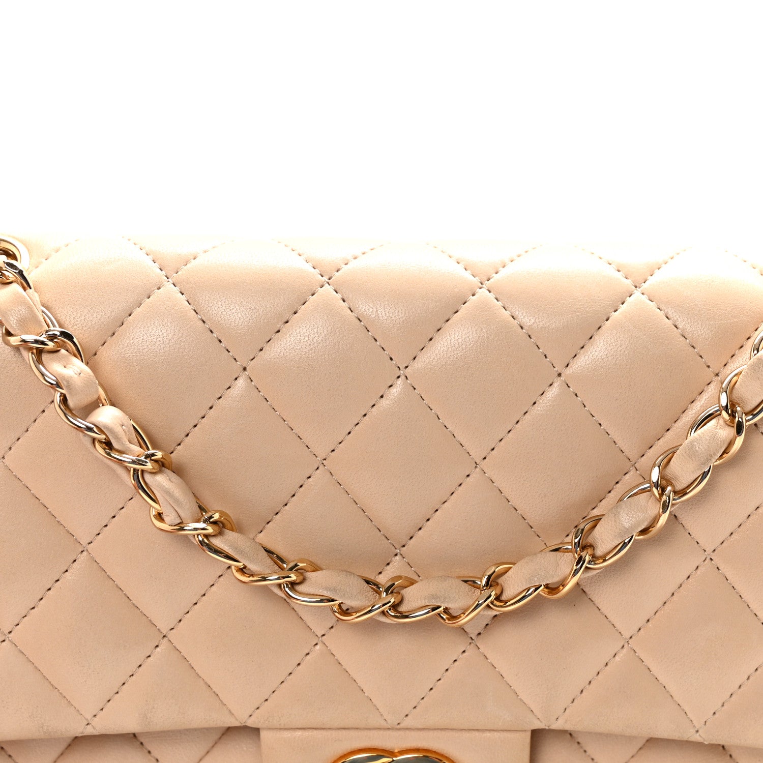 Chanel Lambskin Quilted Medium Double Flap Beige 7 of 9