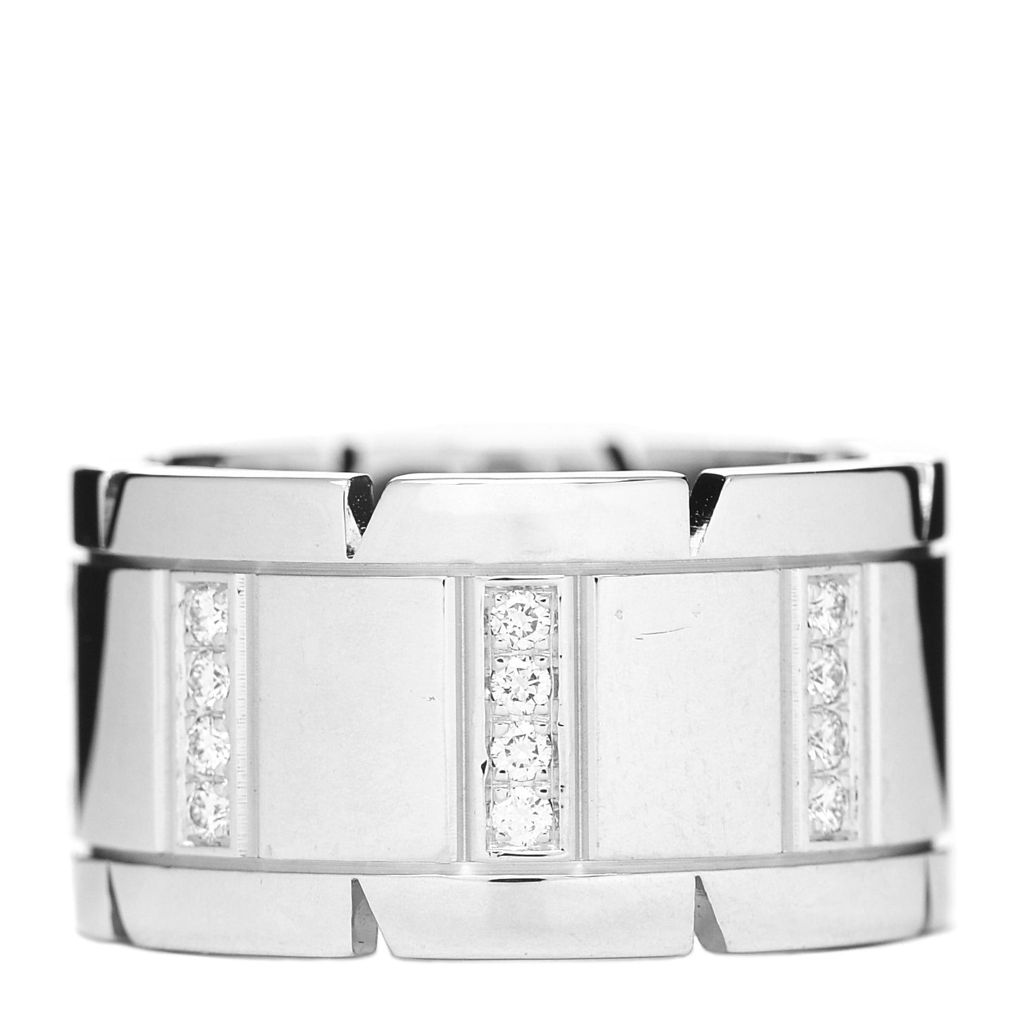 18K White Gold Diamond 11mm Tank Francaise Ring 52 6